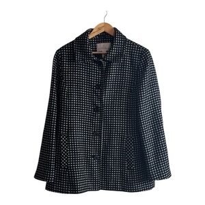 VTG Jaclyn Smith Wool Blend Peacoat Womens Size L Polkadot Black Ivory Academia
